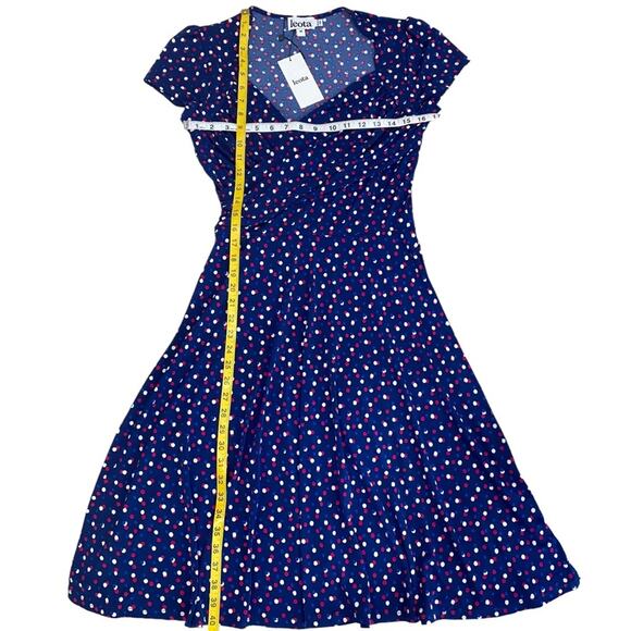 LEOTA Medium Dress Retro Pinup Polka Dot Dress M 40s Homecoming Slinky Classic - Picture 12 of 17